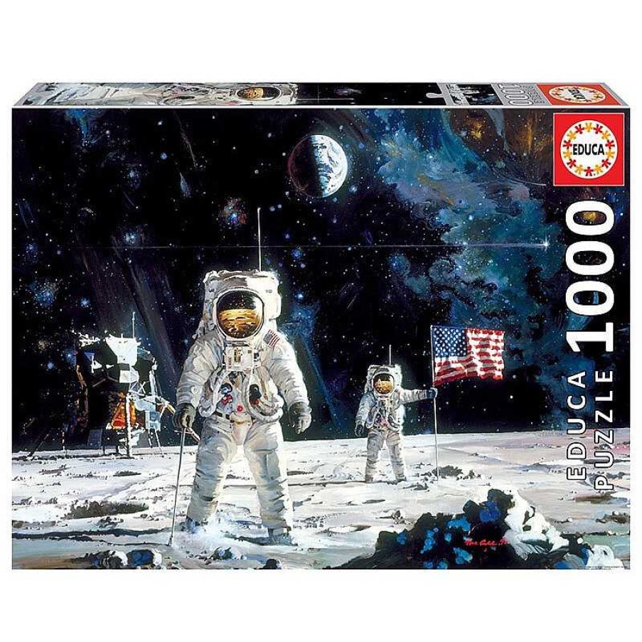 Puzzles Educa Puzzle Educa Primeros Hombres En La Luna, Robert Mccall De 1000 Piezas