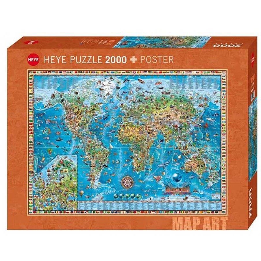 Heye Puzzle Heye Mapa Del Mundo Asombroso De 2000 Piezas