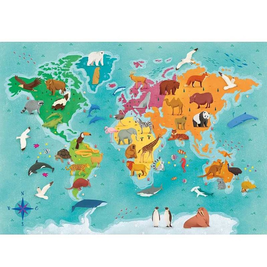 Clementoni Puzzle Clementoni Mapa Del Mundo Animales 250 Piezas