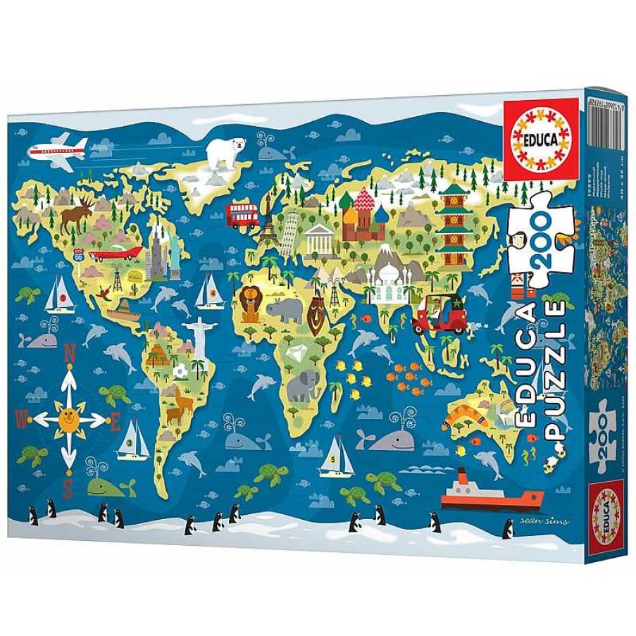 Puzzles Educa Puzzle Educa Mapamundi Sean Sims De 200 Piezas