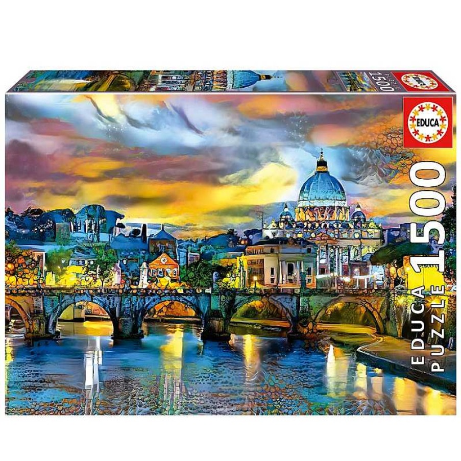 Puzzles Educa Puzzle Educa Bas Lica De San Pedro Y Puente San Angelo De 1500 Piezas