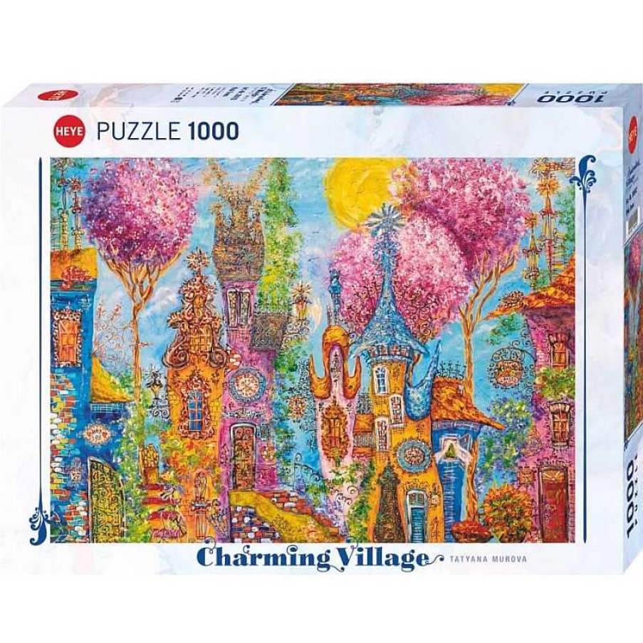 Heye Puzzle Heye Pueblo Con Encanto, Arboles Rosados De 1000 Piezas