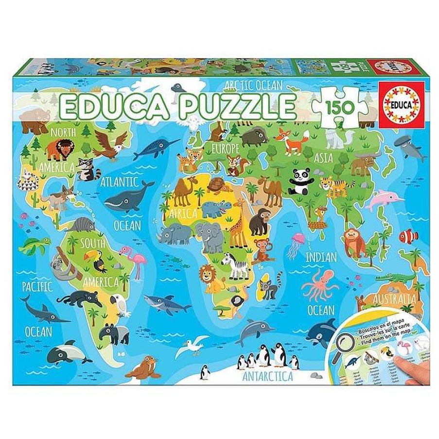 Puzzles Educa Puzzle Educa Mapamundi Animales De 150 Piezas