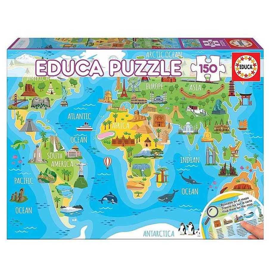 Puzzles Educa Puzzle Educa Mapamundi Monumentos De 150 Piezas