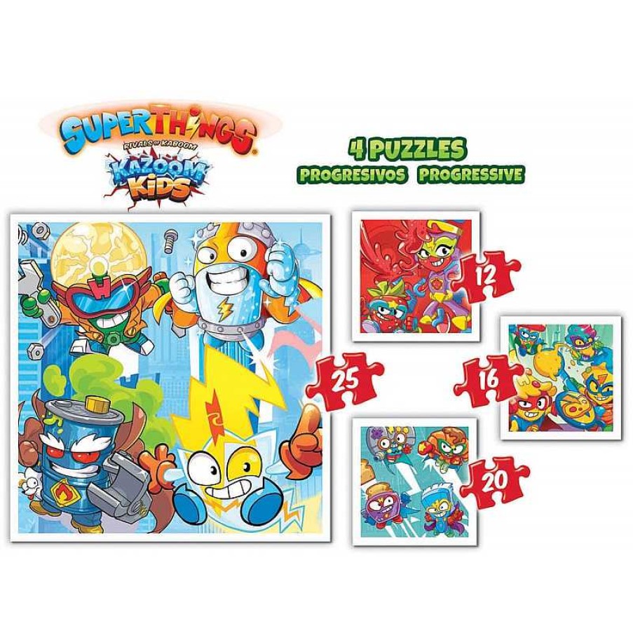 Puzzles Educa Maleta Progresivos Superthings 12-16-20-25 Piezas