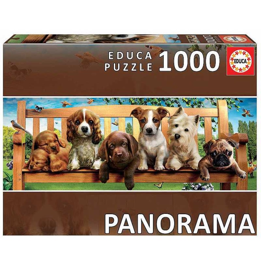 Puzzles Educa Puzzle Educa Perritos En El Banco Panorama De 1000 Piezas